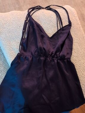 Victoria's Secret Satin V-Neck Strappy Cami - Deep Purple